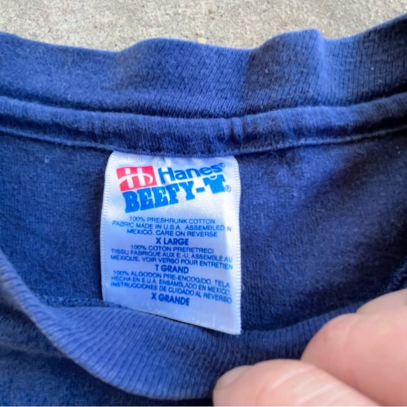 Vintage 90’s PEACENIK. long sleeve shirt men’s XL dark blue hands beefy tag - Picture 5 of 5